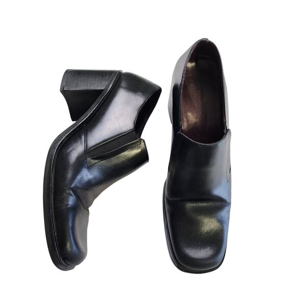 Lord & Taylor Womens Justin Chunky Loafers Size 9 Black Leather Made in Brazil - Picture 1 of 10